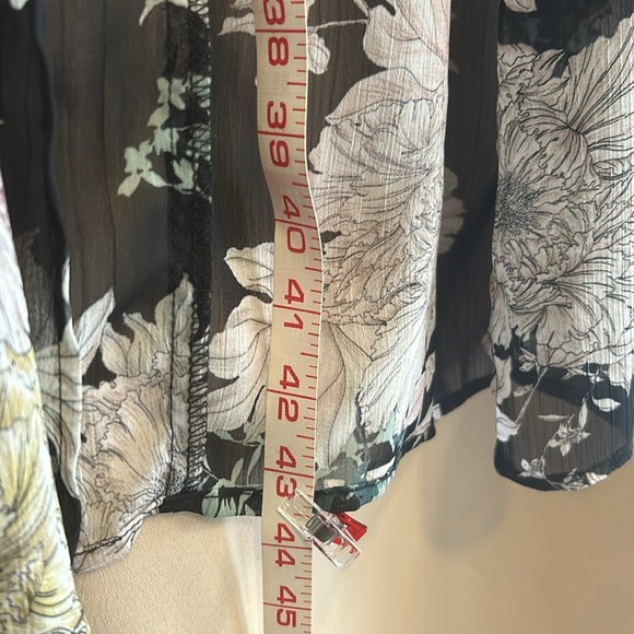 Band of Gypsies, Open Duster Sheer Black Floral Print Sz.M - Picture 4 of 5